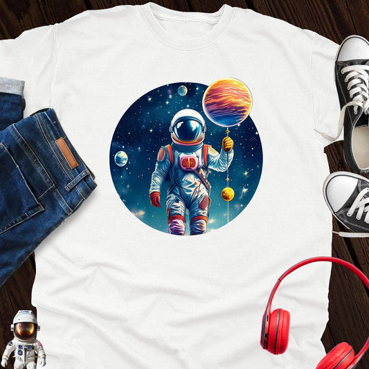 Astronaut holding Planet T-Shirt