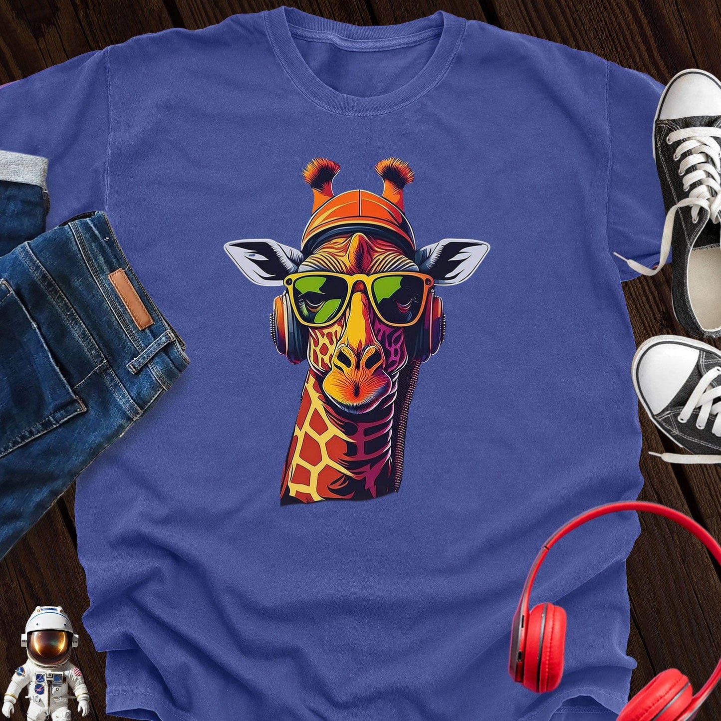 Like I Care Giraffe Headphone T-Shirt