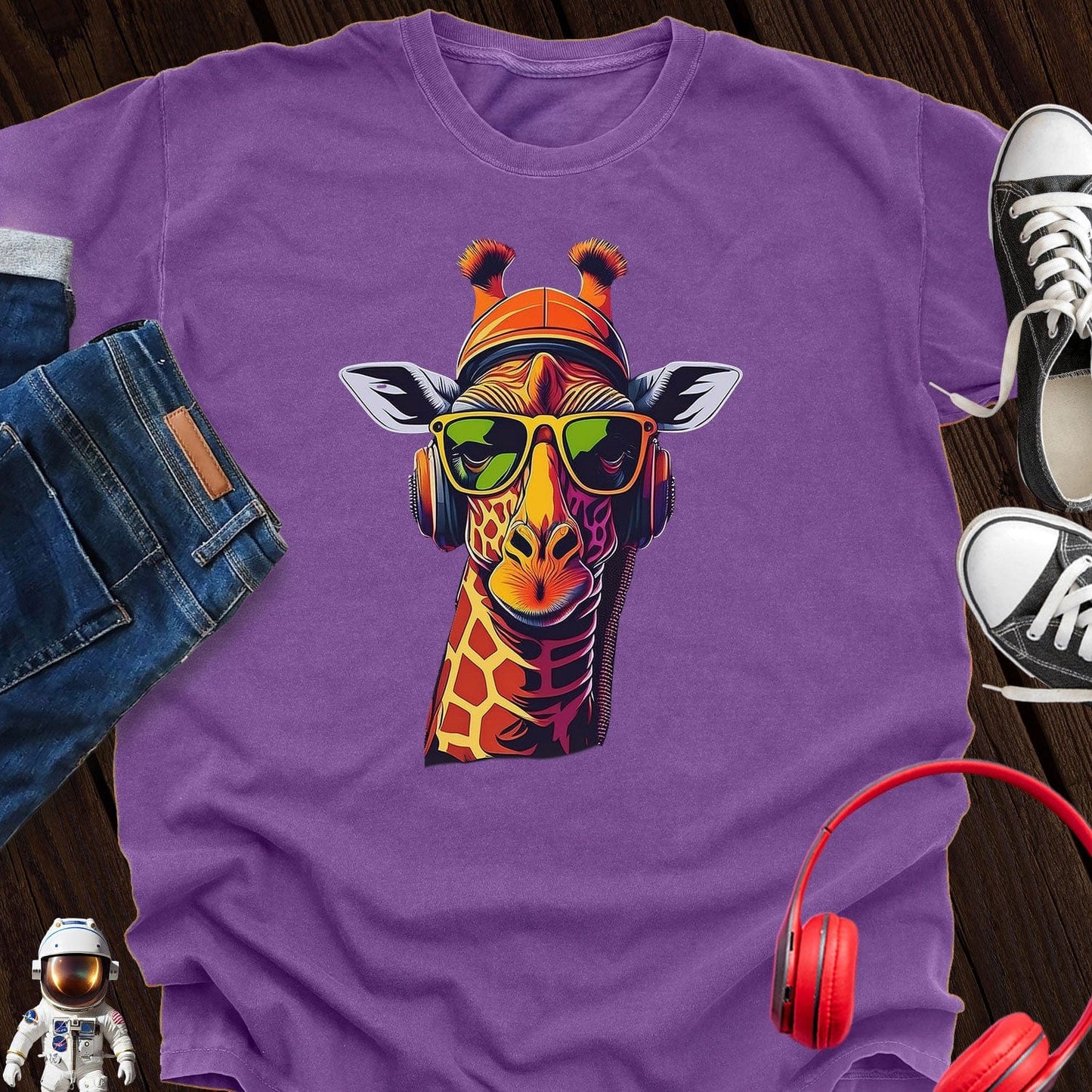 Like I Care Giraffe Headphone T-Shirt