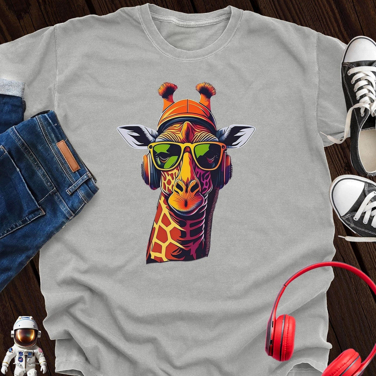 Like I Care Giraffe Headphone T-Shirt