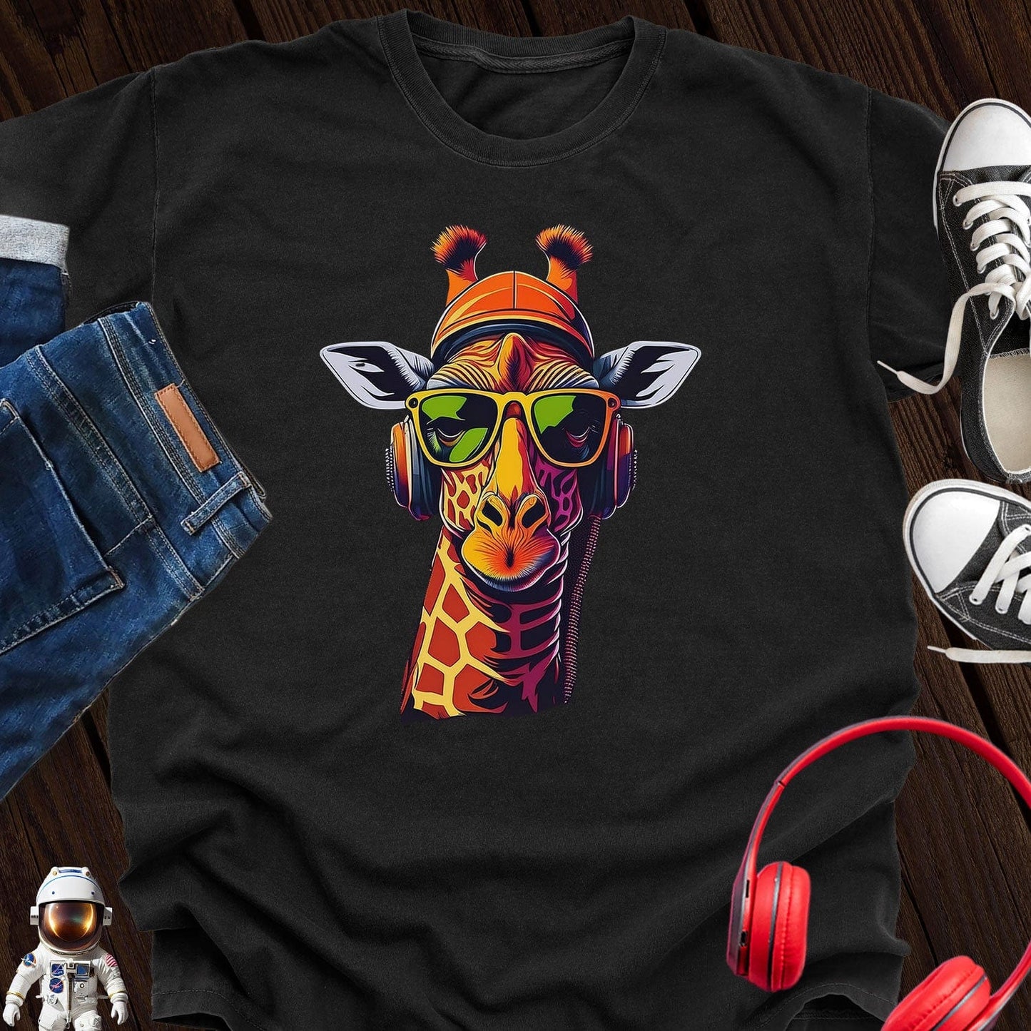 Like I Care Giraffe Headphone T-Shirt